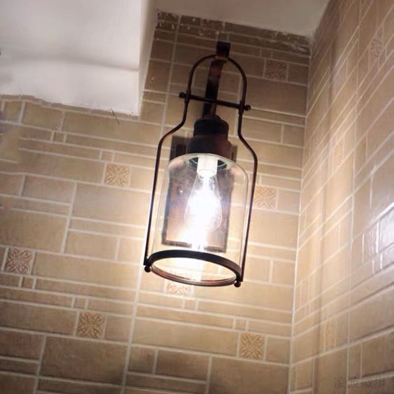 Cylinder Shape Wall Lamp Industrial Style Metal 1 Light Wall Sconce for Living Room