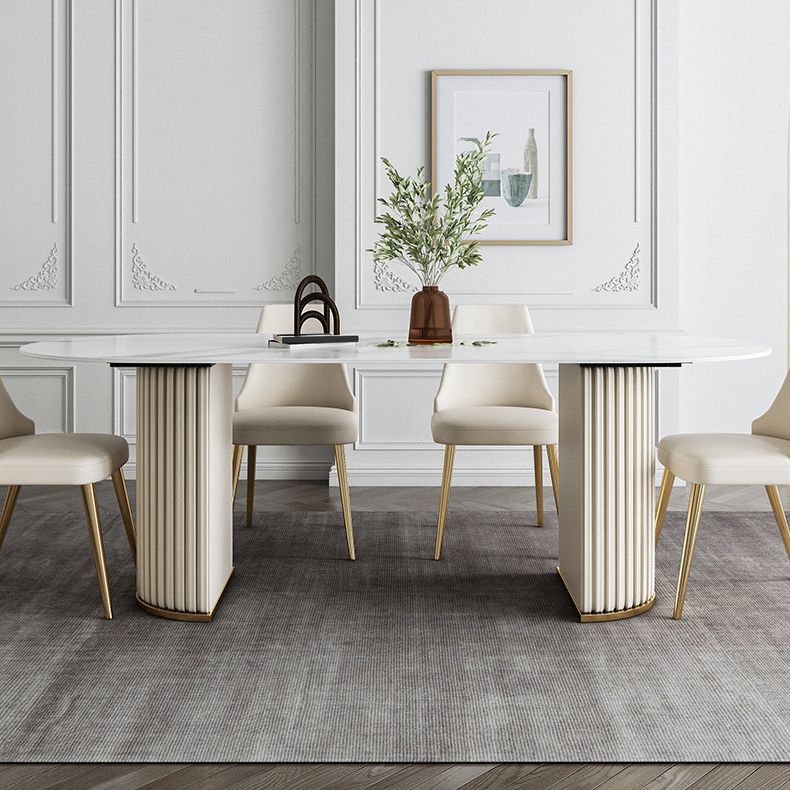 Modern Style Sintered Stone Dining Table Set Oval 1/4/5/7 Pieces Dining Set for Home Use