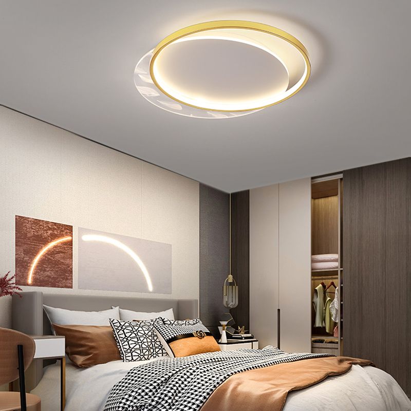 Gold Flush Lighting Simplicity Flush Mount Ceiling Light Fixtures with Feather Pattern