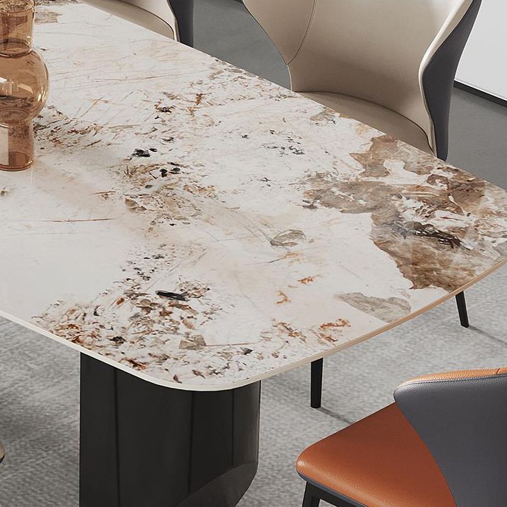 Designer Style 1/4/7 Pieces Dining Set Sintered Stone Dining Table with Leather Chairs