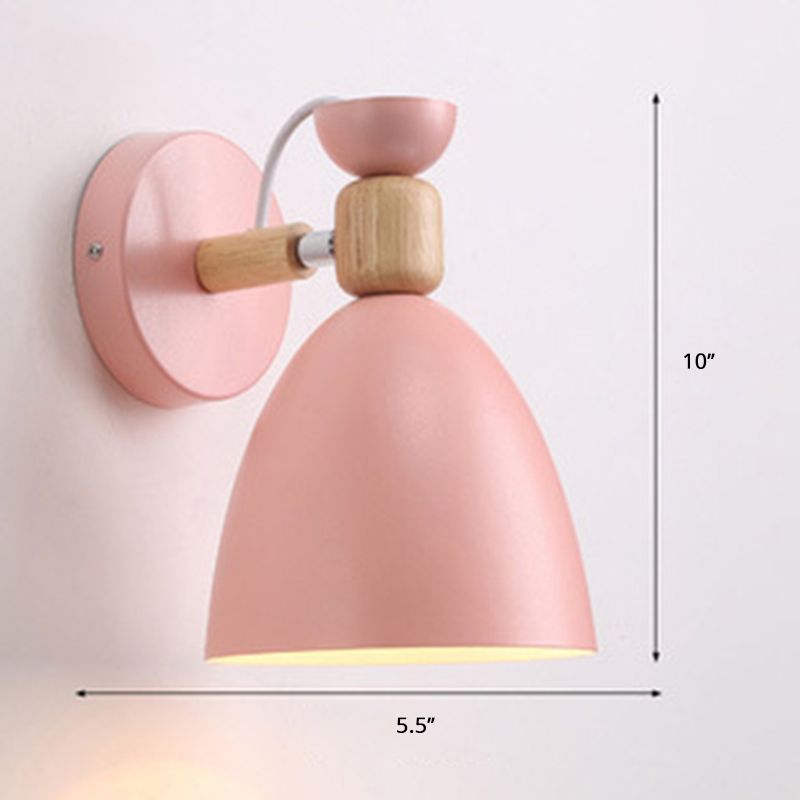 Eenpersoonsbedeld aan de hand gemonteerd leeslicht macaron verstelbare wandlamp met bel metalen schaduw