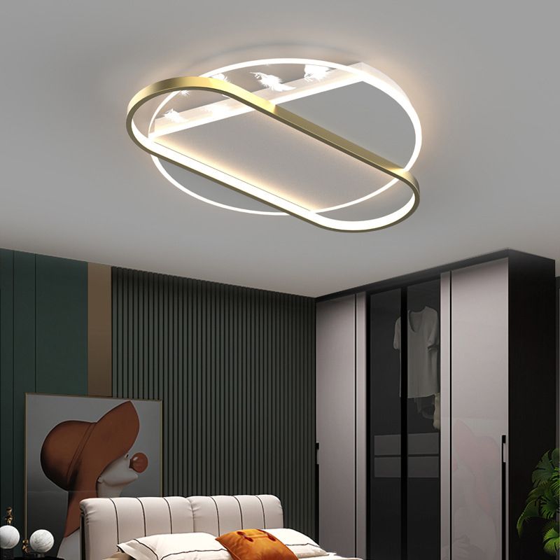 Lámpara de techo de plumas con forma geométrica, hierro moderno, 1 luz, montaje empotrado para sala de estar