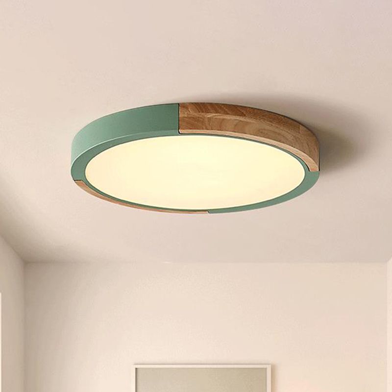 Circle Flush Mount Macaron Acrylic White/Pink/Yellow LED Ceiling Light Fixture in Warm/White Light, 16"/19.5" Wide