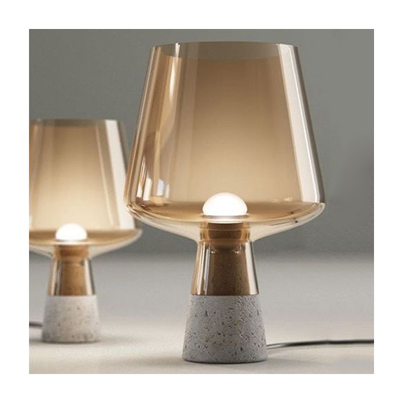 Open-Top Table Lamp Modern Grey/Brown/Clear Glass 1 Light Reading Night Table Light with Cement Base, 8"/10" Wide