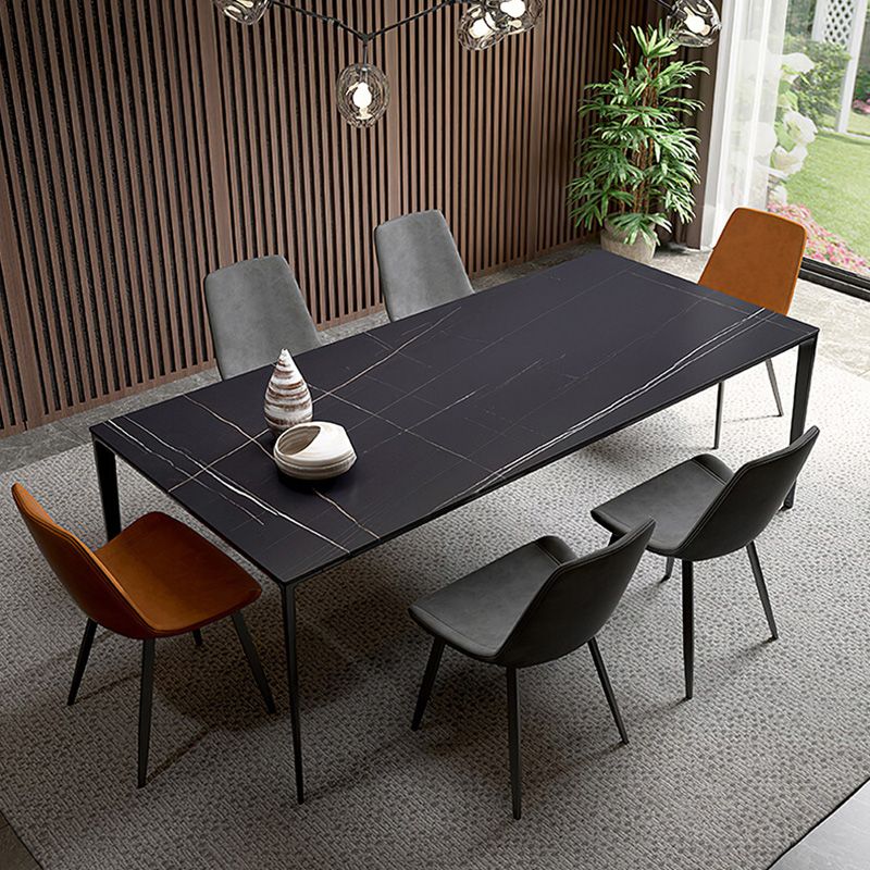 Industrial Sintered Stone Table 4 Legs Aviation Aluminum Base Rectangle Table for Home