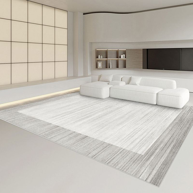 Simple Line Rug Polyester Grey Area Rug Tear Resistant Rug for Living Room