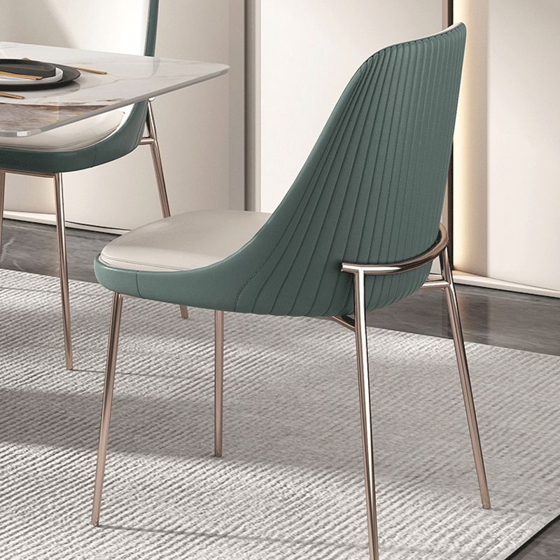 Glam Side Chair Metal Solid Back Dining Room Chair for Indoor