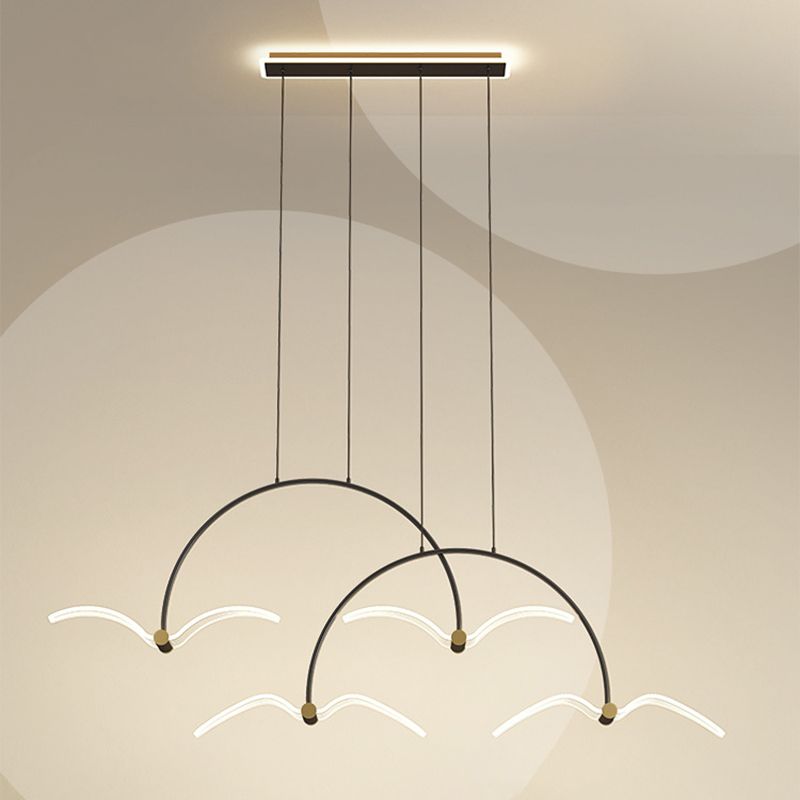 Illuminazione a pendente lineare moderna illuminazione lampadario metallo 2 luci isola luminosa in nero