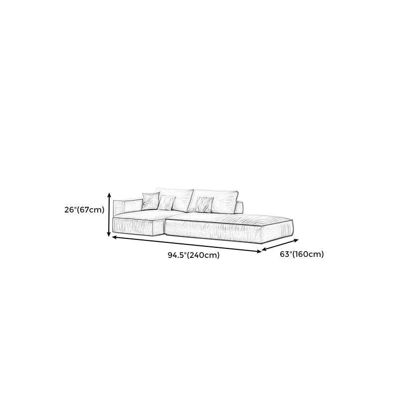 Simple Light-grey Sofa/Sectional with Faux Leather and Pillowed Back Cushions