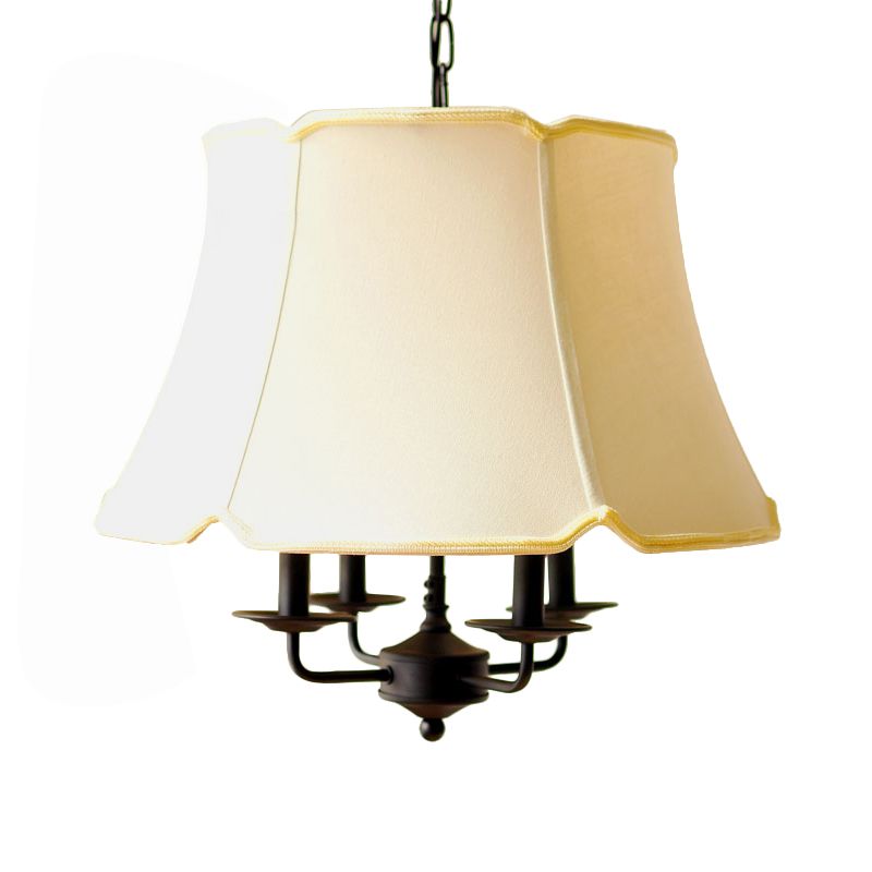 Lampadario a soffitto conico in tessuto Nordico in tessuto Nordico 4 luci Apparecchiatura bianca per camera da letto