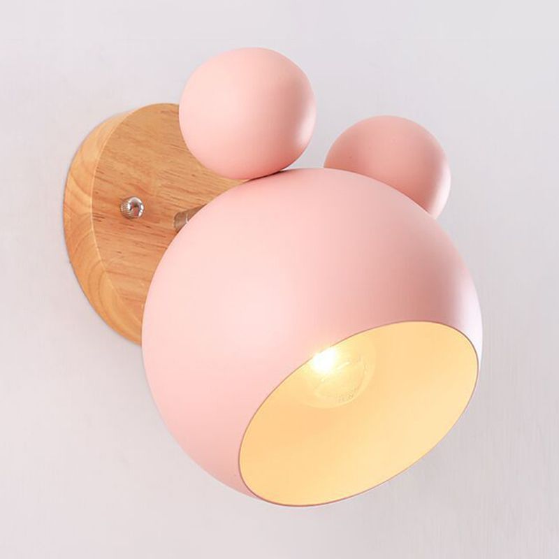 Children Flush Mount Wall Light Polish Finish Wood Lighting for Home