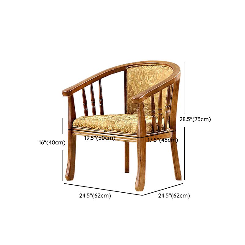 Traditional Style Dining Chair Upholstered Solid Wood Arm Chair for Hotel