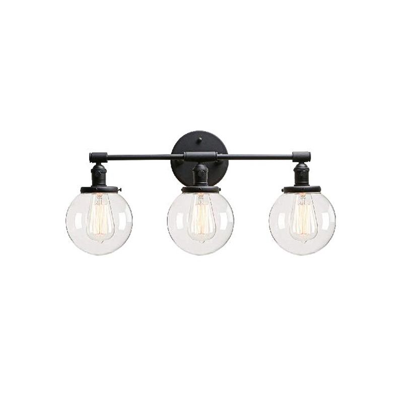 Schwarze 3 Lichter Leuchten Leuchten Licht Industrial Clear Glass Bubble Schatten Beleuchtung für den Freien