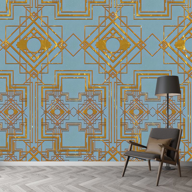 Contemporary Geometric Wall Mural Decal for Living Room Customized Wall Covering in Dark Color