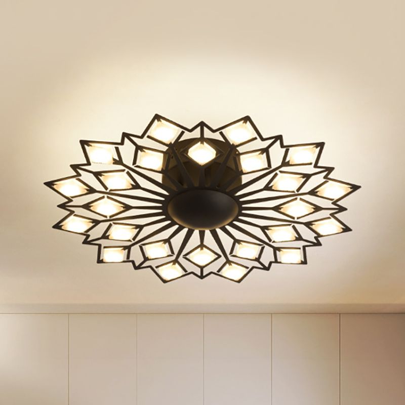 Lámpara de montaje de flan de flujo de flan de metal contemporáneo en blanco/blanco dormitorio led techo accesorio montado en el techo