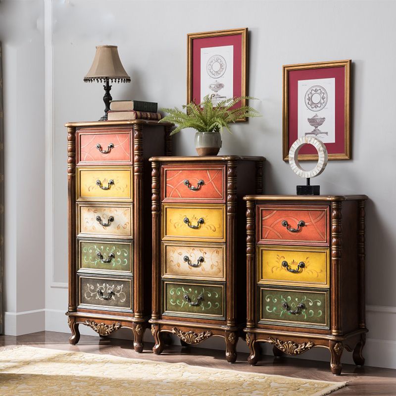 Mid-Century Modern Side Cabinet Wood Drop Handles Cabinet with Drawer