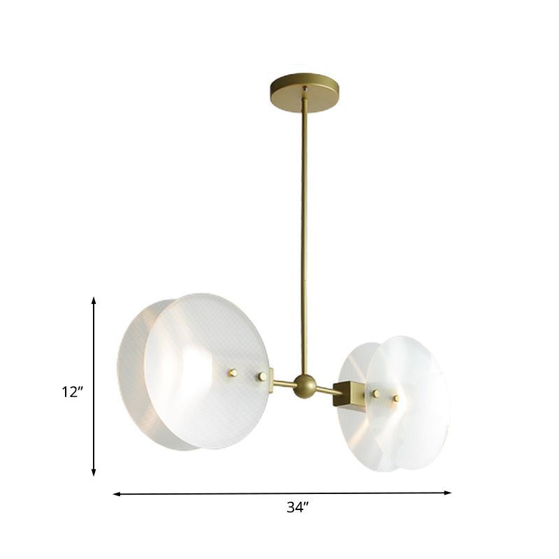 Acrylrunde Kronleuchter leichte postmoderne 2/3 Lampenlampen Gold Finish Hanging Deckenlampe