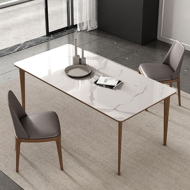 Vast hout midden-eeuwse moderne tafel rechthoekige gesinterde stenen boventafel voor eetkamer