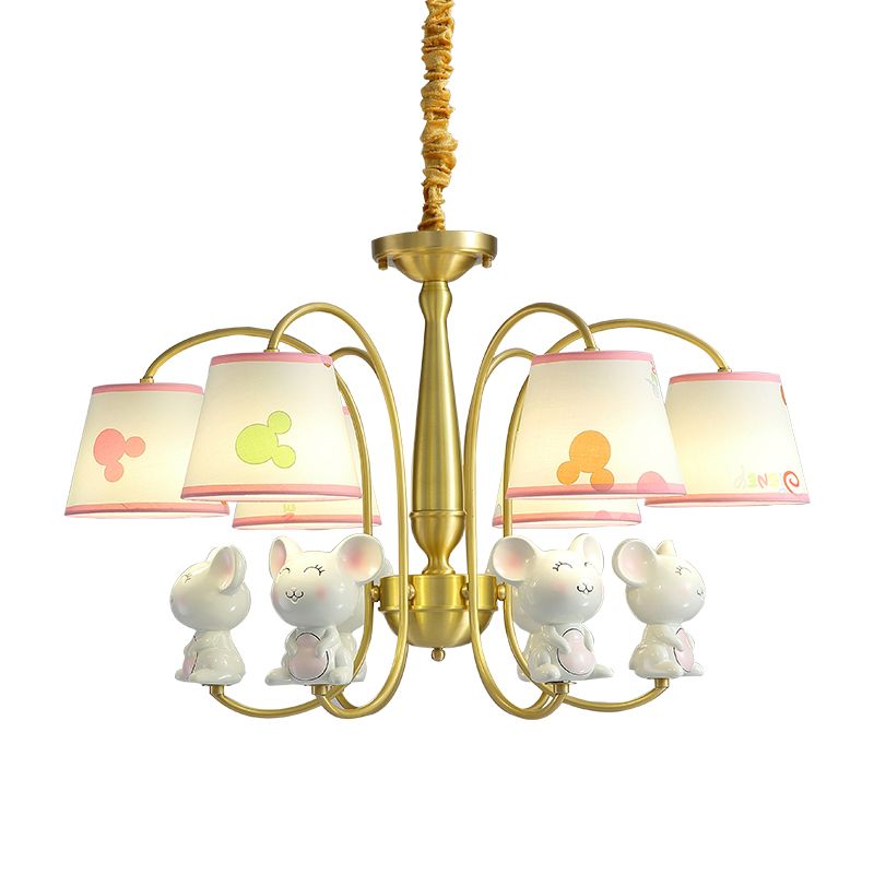 Animal Suspension Light Kids Resin Nursery Chandelier Light with Empire Shade in White