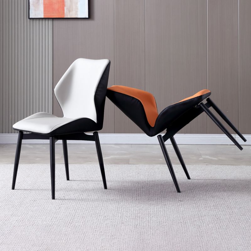 Contemporary Kitchen Dining Side Chair Wingback Parsons Chair with Carbon Steel Legs