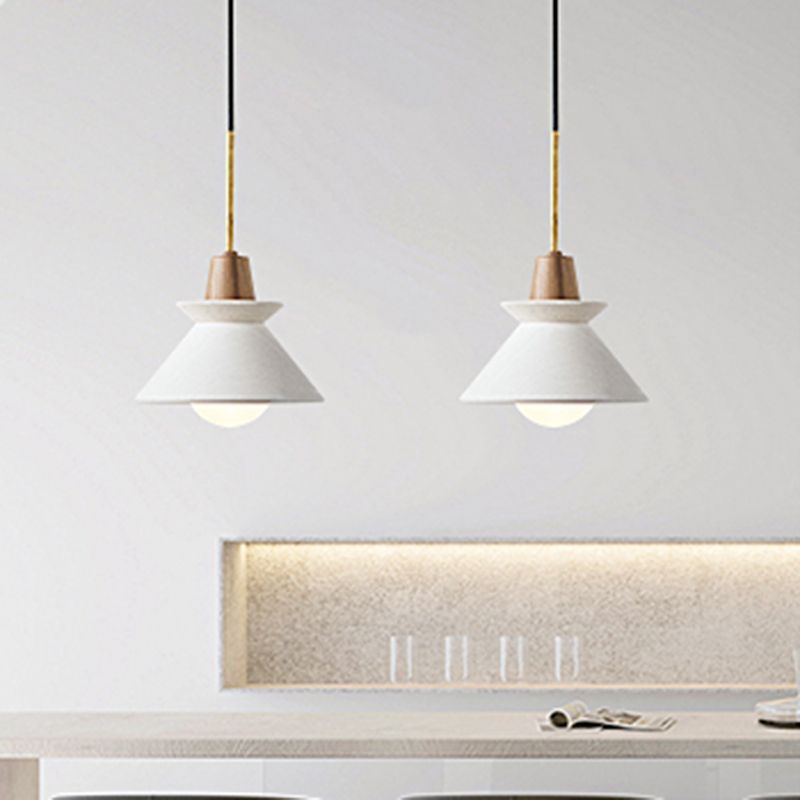 Luz de colgante cónica blanca de lámpara minimalista de cemento colgante de techo de techo