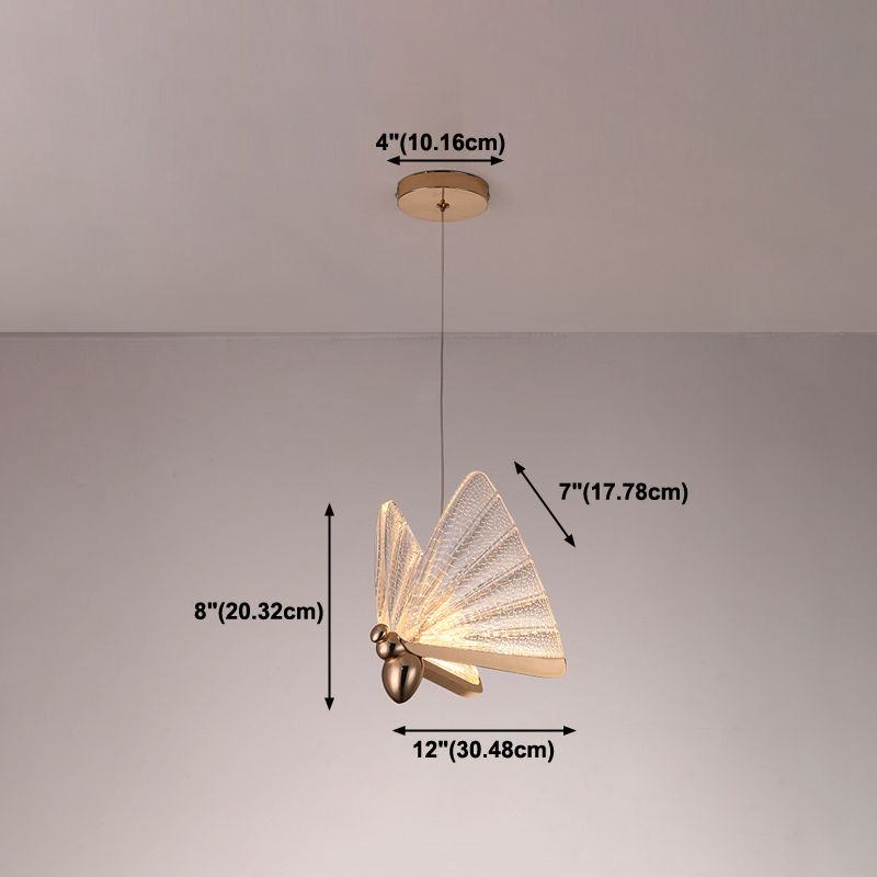 Metal Butterfly Shade Hanging Lights Modern Style 1 Head Hanging Mount Fixture for Bedroom