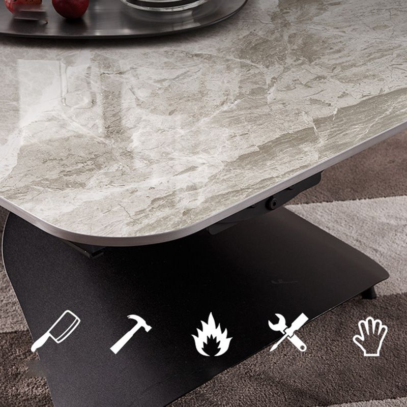 Glam Adjustable Height Coffee Table Slate Cross Legs Cocktail Table