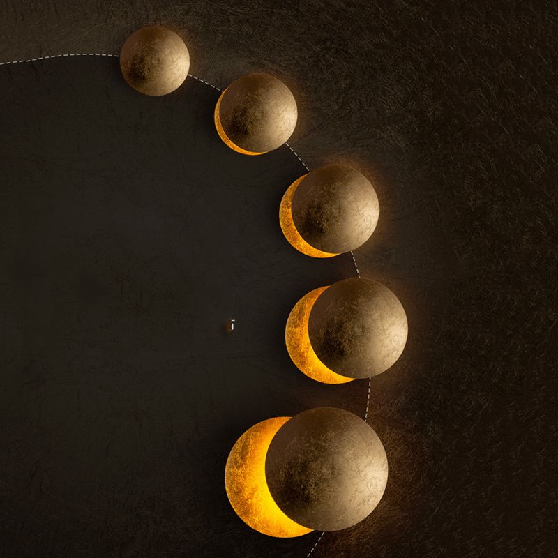 Estilo nórdico Rotable Solar Eclipse Splipse Splipe Metal Metal Redone Red Red Cull Moon Lámpara de montaje para dormitorio para dormitorio