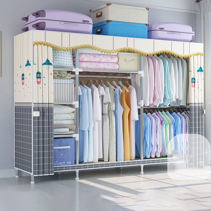 Modern Coat Rack Metal Framed Hanging Rail and Storage Shelving Hall Tree