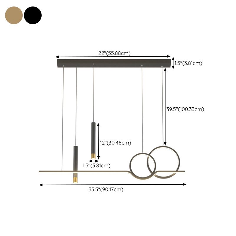 Multiple-Light Geometric Island Light Fixtures Modern Metal Island Pendant Dining Room