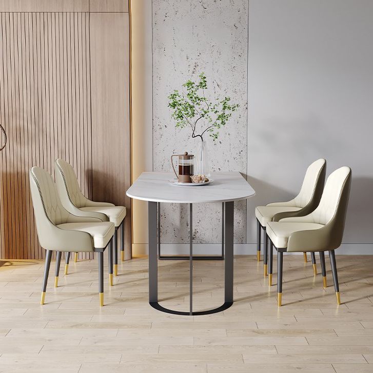 Contemporary Dining Table Stone Dining Site Table with Double Pedestal