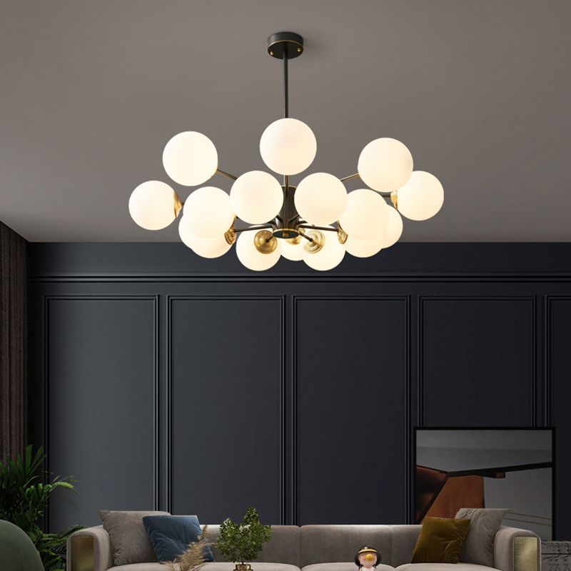 Spherical Shape Hanging Chandelier Modern Style Glass Multi Light Hanging Lamp for Bedside