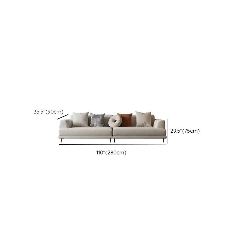 Contemporary Fabric Seating Square Arm Sofa with Pillows in White