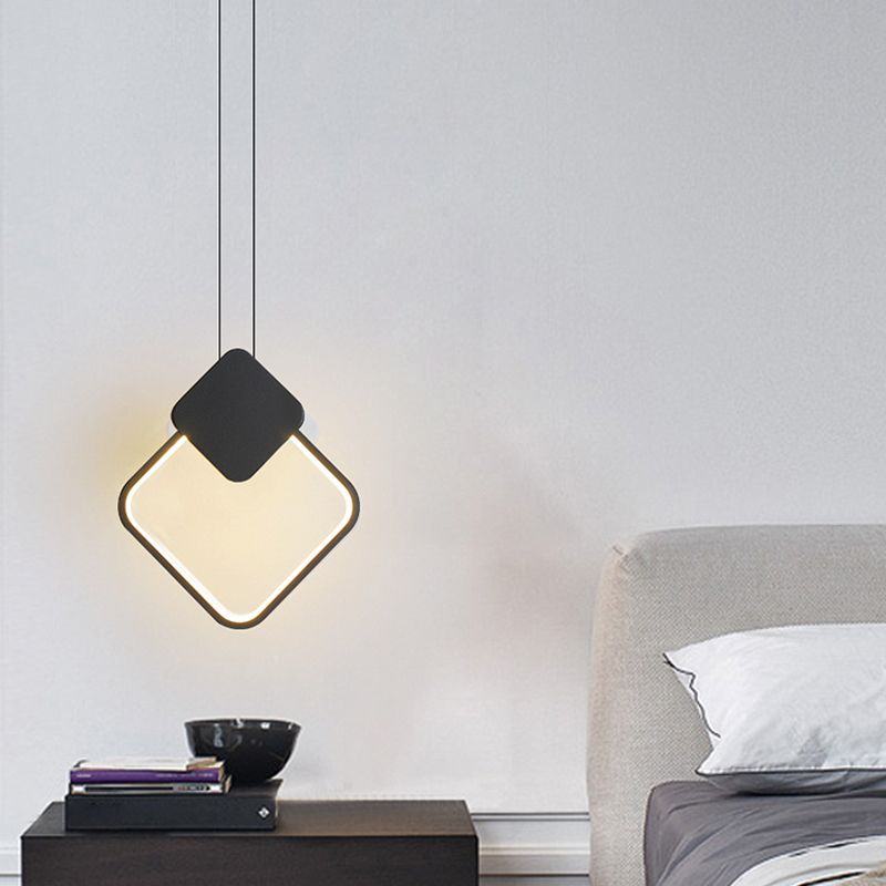 Modern Minimalist Style Cord Hung Hanging Pendant Lights Metal Ceiling Lamp in Black Finish for Bedroom