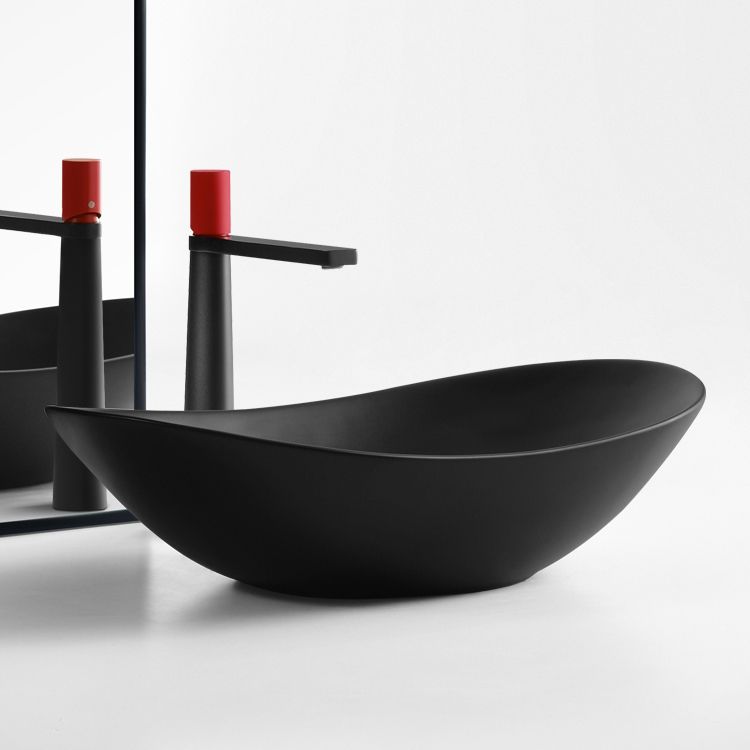 Modern Vessel Bathroom Sink Oval Porcelain with Pop-Up Drain Vessel Lavatory Sink