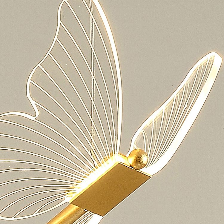 Gouden vlinder led hanglamp in moderne luxe stijl smeedijzeren hangende lamp met acryl schaduw