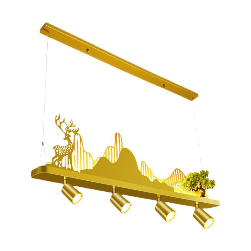 Geometry Shape Island Lights Modern Style Metal Island Lighting in Gold