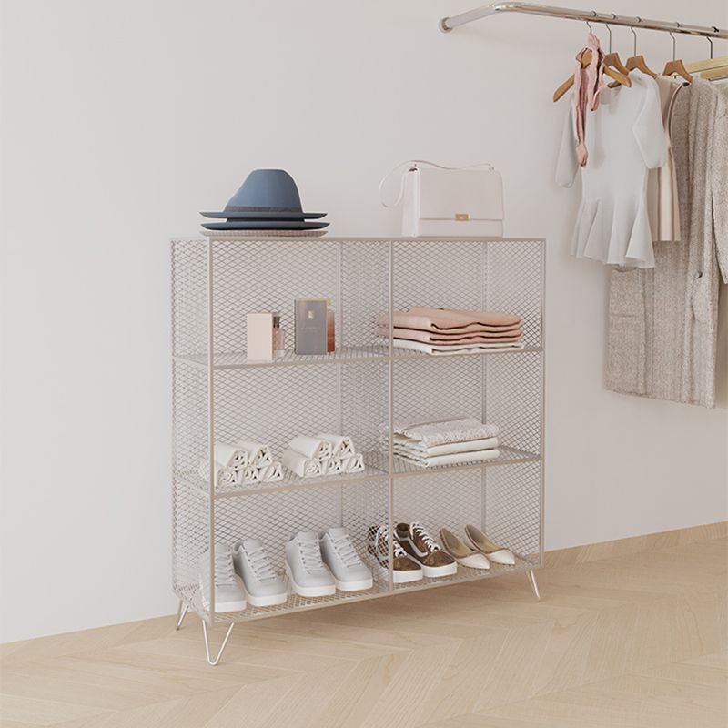 Metal Closed Back Standard Bookshelf Shelves Included Bookcase in Silver