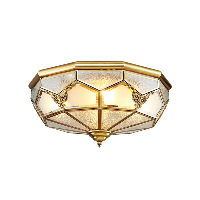 Glass Brass Flush Mount Light Bowl Shape Vintage Style Flush Mount Ceiling Light