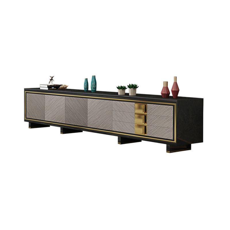 Luxury Black Enclosed TV Storage Home Rectangle Glass TV Cabinet