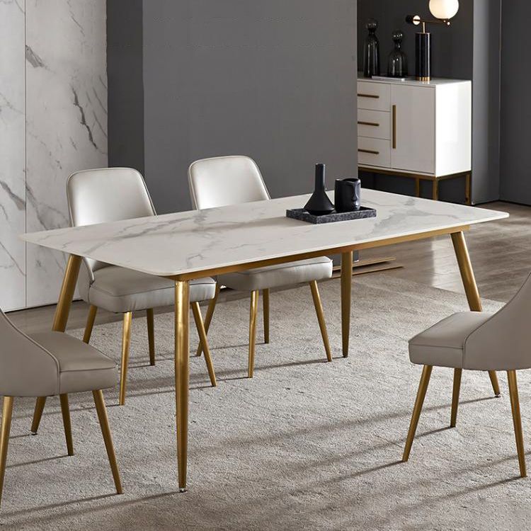 Modern Style Sintered Stone Dining Table with White Fixed Table for Home Use