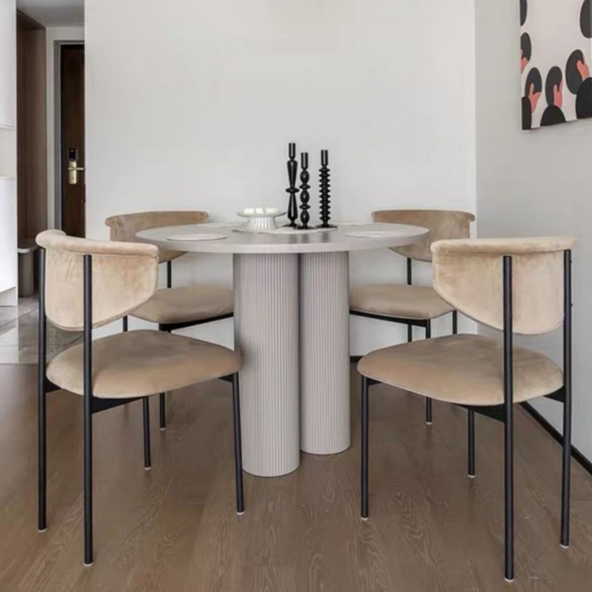 Nordic Armless Backrest Cushion Chair with Metal Legs for Dining Room