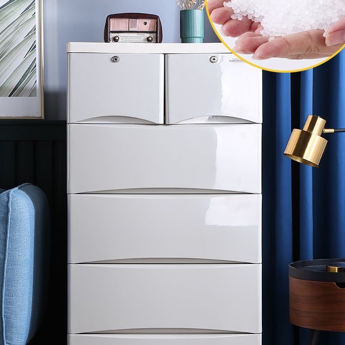 Plastic Polished Finish Storage Cabinet Contemporary Cabinet with Drawers