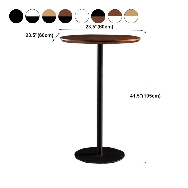 Modern Round Bar Dining Table Indoor Wood Top Bar Height Table Metal Base 42-Inch Top