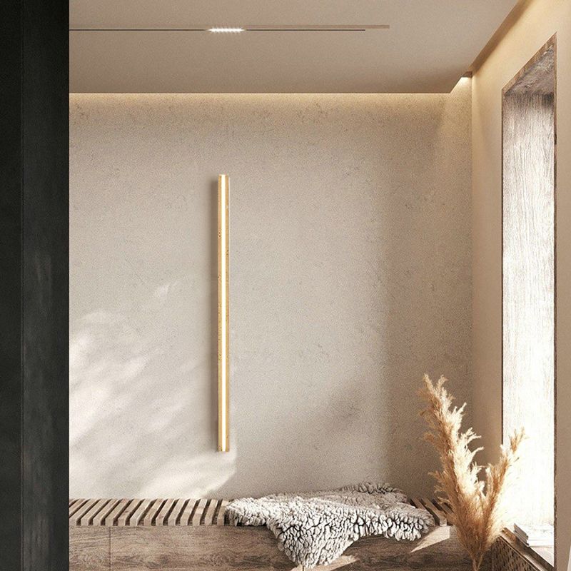 Linear Shape Stone Wall Mount Light Modern Style 1-Light Wall Light Sconce in Yellow