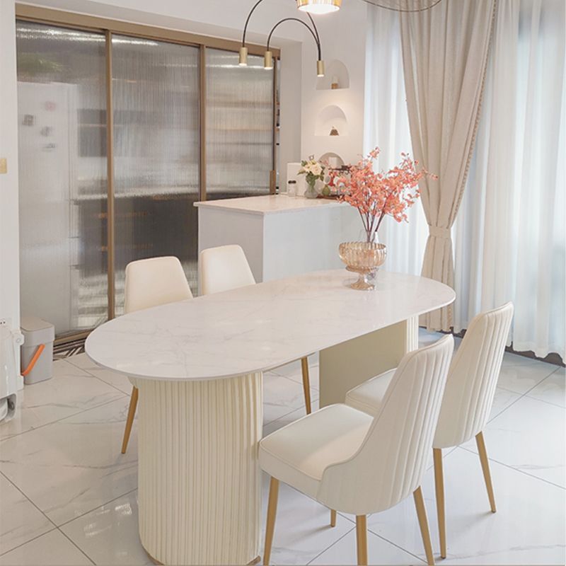 Slate and Metal Table Glam Style Simple Restaurant Oval Dining Table