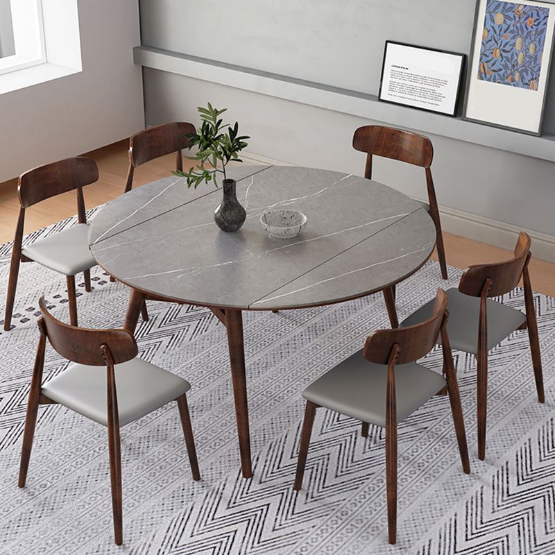1/5/7/9 Pieces Sintered Stone Top Round Grey Dining Set for Home
