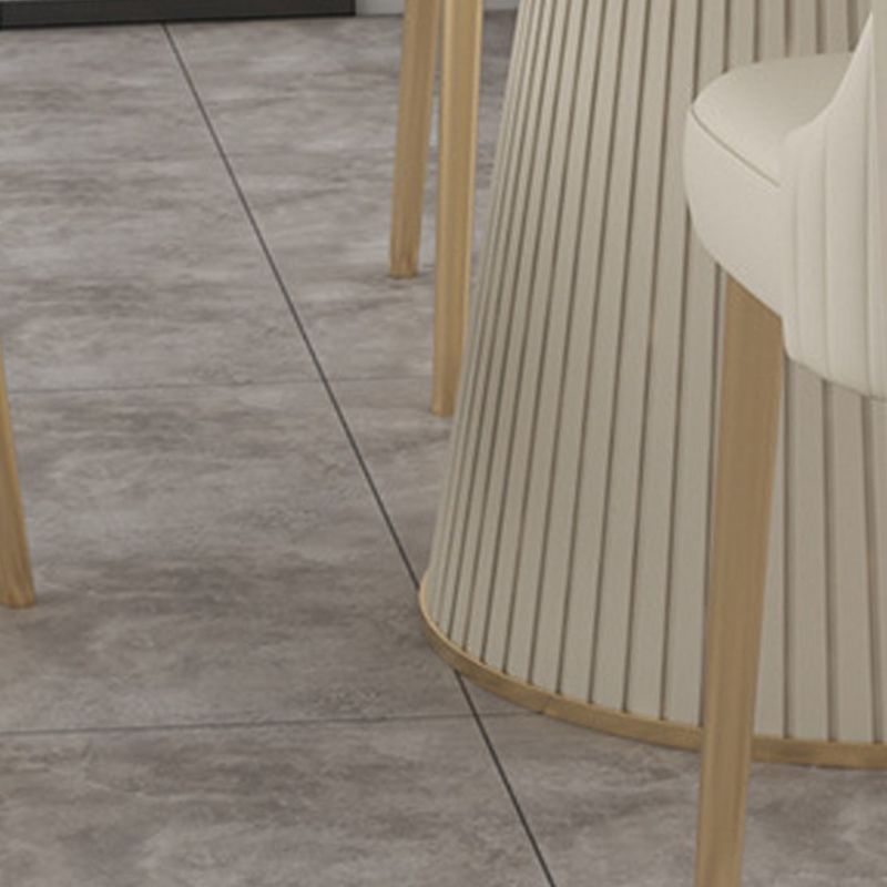 Modern Stone Top Dining Table Round Table with Wood Pedestal Base in White