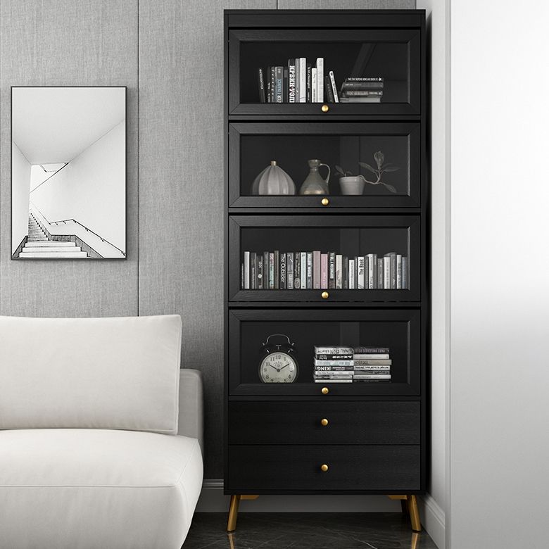 Modern Style Bookcase Standard Closed Back Wooden Bookshelf with Doors