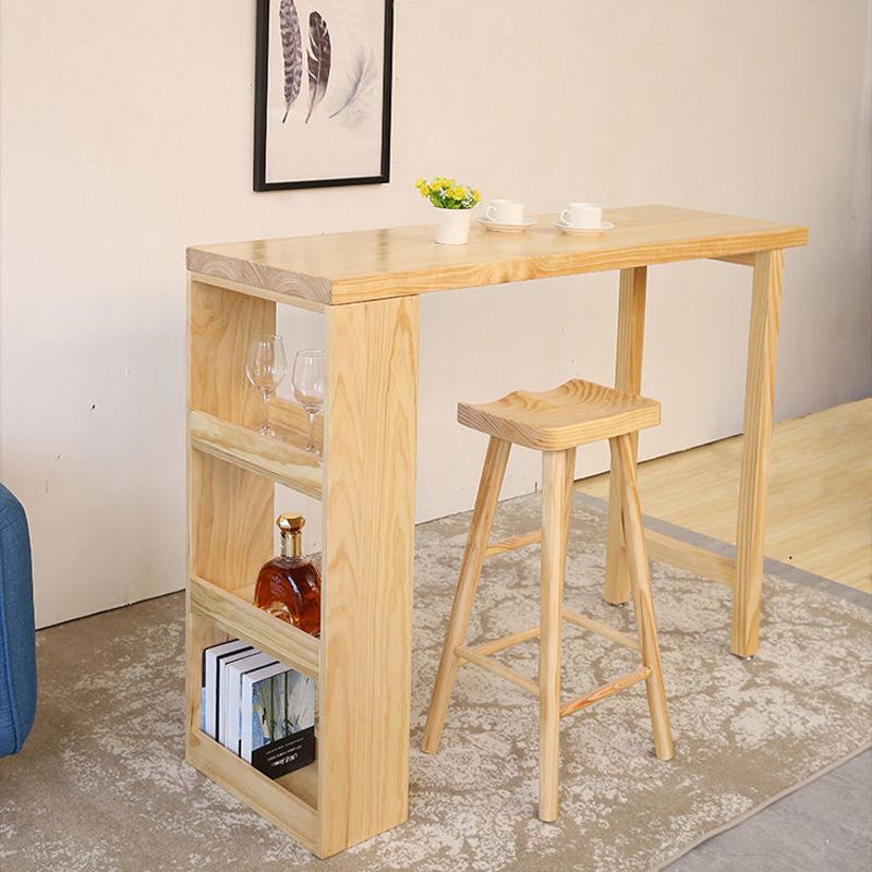 Modern Bar Table Set 1/2/3 Pieces Rectangle Bar Table with Wooden High Stools for Home